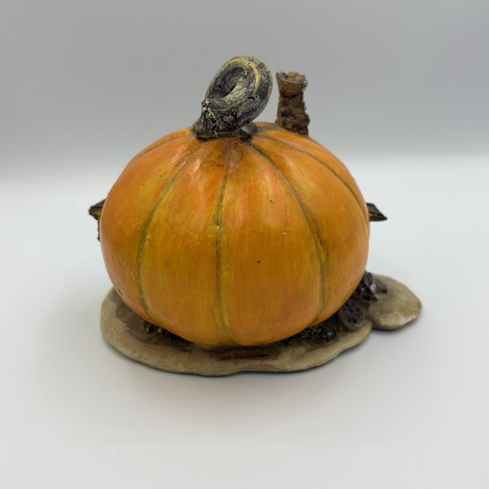 Miniature Orange Pumpkin Fairy House Garden Terrarium Fall Cottagecore Decor - Picture 5 of 6
